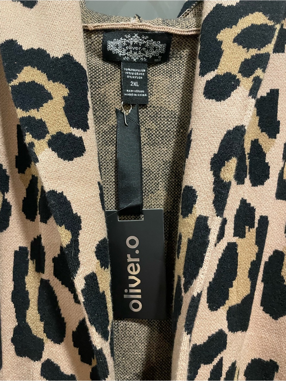 Olive & Oak Leopard Print Open Front Jacket - Tan & Black